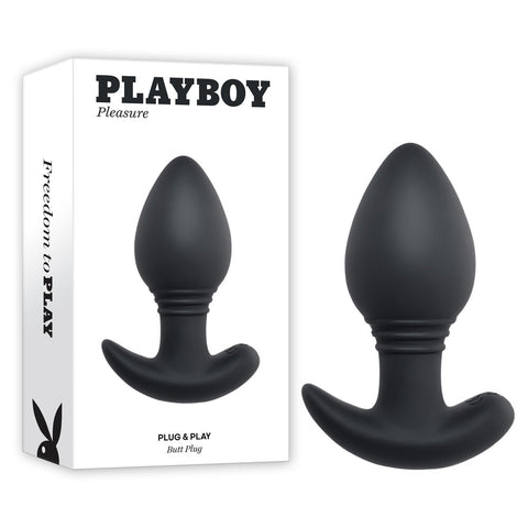 Playboy Pleasure PLUG & PLAY - 10.3 cm USB Rechargeable Vibrating Butt Plug with Wireless Remote Black ANAL TOYS