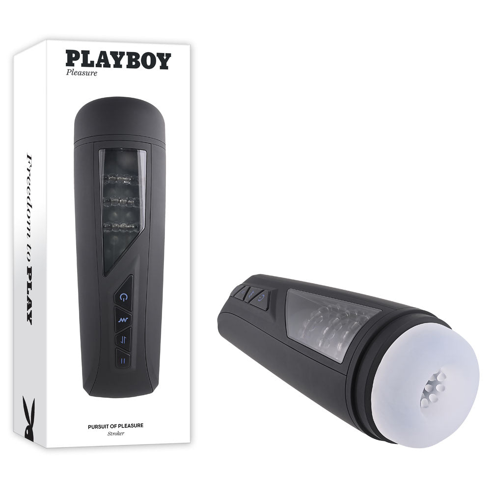 Playboy Pleasure PURSUIT OF PLEASURE USB Rechargeable Stroker 7" Clear MASTURBATORS