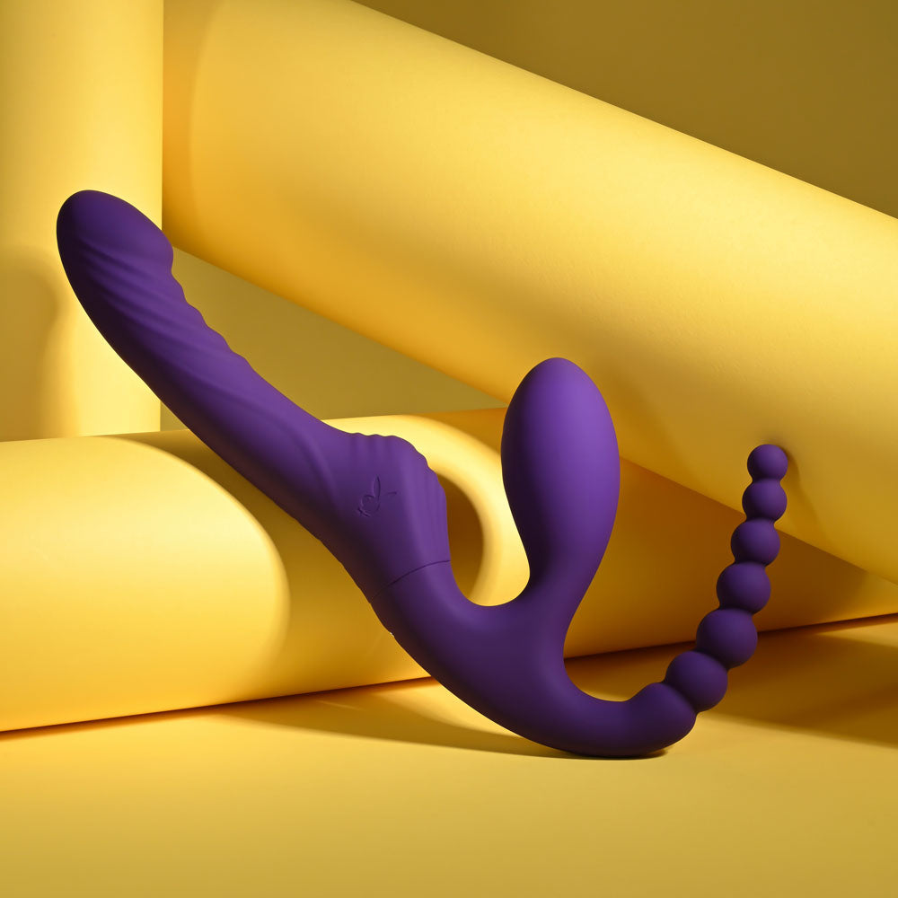 Playboy Pleasure Hug It Out – 29 cm USB Rechargeable Strapless Strap-On Purple > Dildos > Strapless Strap Ons Main image