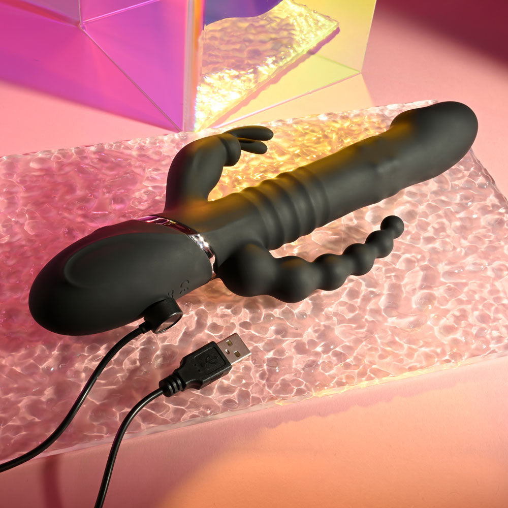 Playboy Pleasure BIG BUNNY ENERGY - 26.2 cm USB Rechargeable Rabbit Vibrator with Anal Beads > Vibrators > Ladies > Rabbit