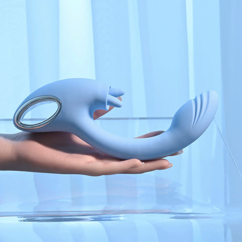 Playboy Pleasure SAPPHIRE SKY - 21.6 cm USB Rechargeable Vibrator with Double Tongue Stimulator VIBRATORS-RABBIT-MULTI