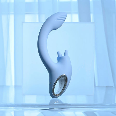 Playboy Pleasure SAPPHIRE SKY - 21.6 cm USB Rechargeable Vibrator with Double Tongue Stimulator VIBRATORS-RABBIT-MULTI