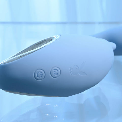 Playboy Pleasure SAPPHIRE SKY - 21.6 cm USB Rechargeable Vibrator with Double Tongue Stimulator VIBRATORS-RABBIT-MULTI