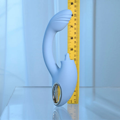 Playboy Pleasure SAPPHIRE SKY - 21.6 cm USB Rechargeable Vibrator with Double Tongue Stimulator VIBRATORS-RABBIT-MULTI