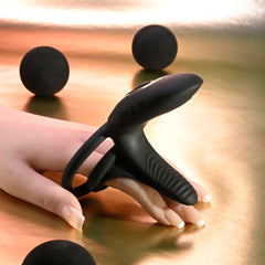 Playboy Pleasure JUST RIGHT -  USB Rechargeable Vibrating Cock & Balls Rings