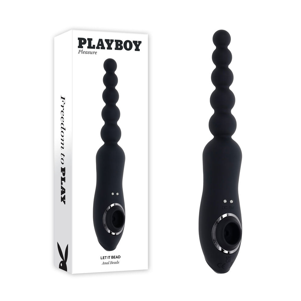Playboy Pleasure LET IT BEAD - 23.1 cm USB Rechargeable Vibrating Anal Beads with Clitoral Suction Black > Anal Range > Anal Beads Main image