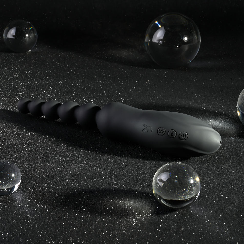 Playboy Pleasure LET IT BEAD - 23.1 cm USB Rechargeable Vibrating Anal Beads with Clitoral Suction > Anal Range > Anal Beads