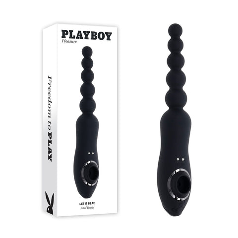 Playboy Pleasure LET IT BEAD - 23.1 cm USB Rechargeable Vibrating Anal Beads with Clitoral Suction Black > Anal Range > Anal Beads