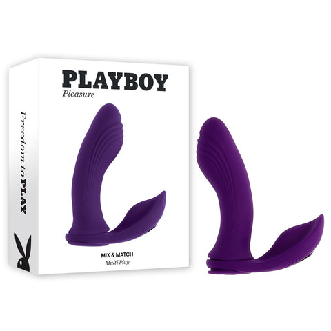 Playboy Pleasure Mix and Match USB Rechargeable Adult Sex Toy with C Ring Attachment Purple Vibrators