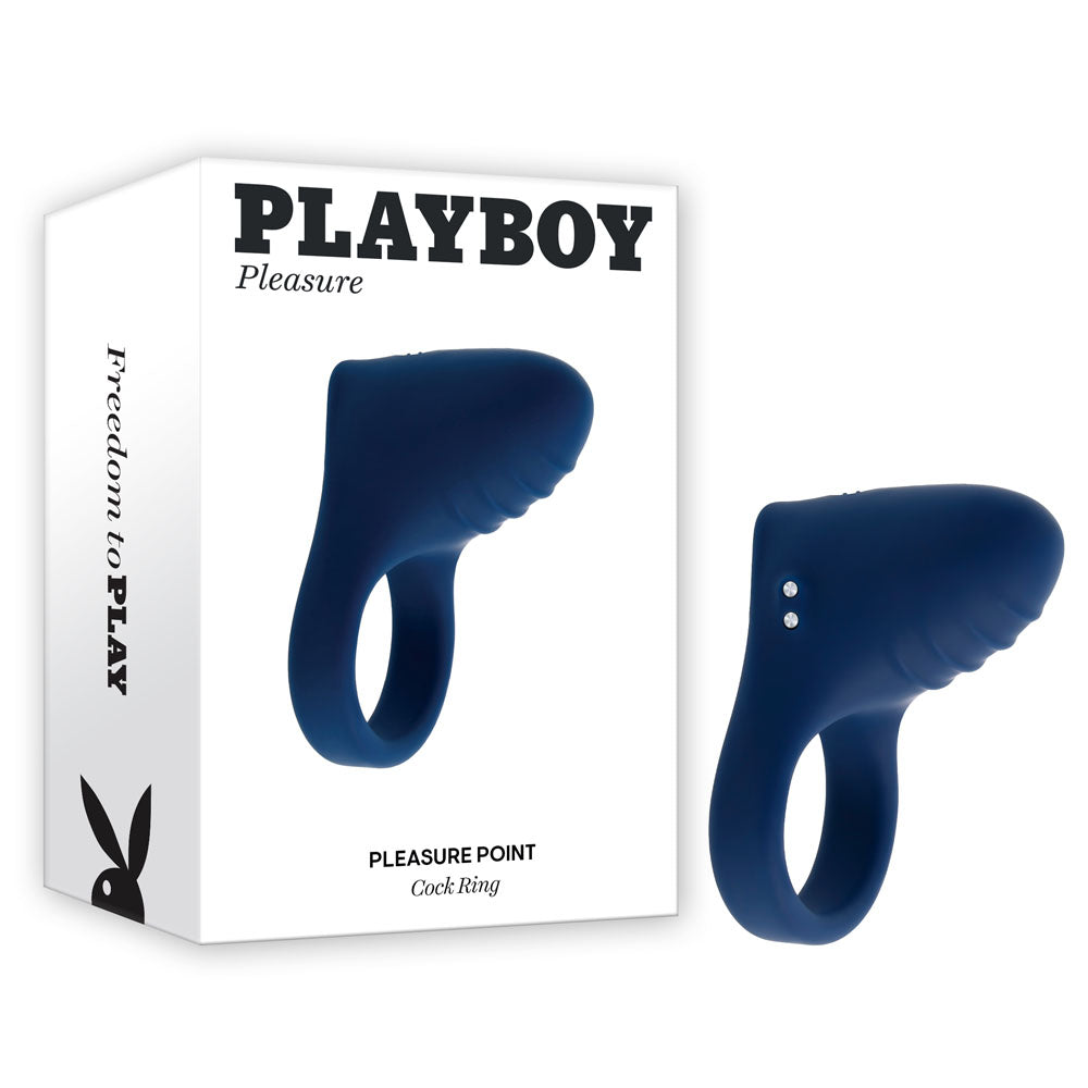 Playboy Pleasure Point USB Rechargeable Vibrating Cock Ring 7.8cm Blue COCK RINGS