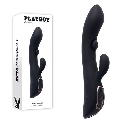 Playboy Pleasure THATS THE SPOT Rechargeable Rabbit Vibrator Black VIBRATORS-RABBIT