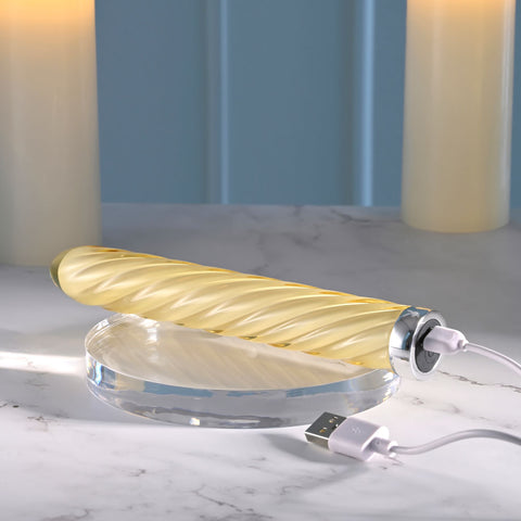 Playboy Pleasure Twist of Fate 17.5 cm Glass USB Vibrator Vibrators