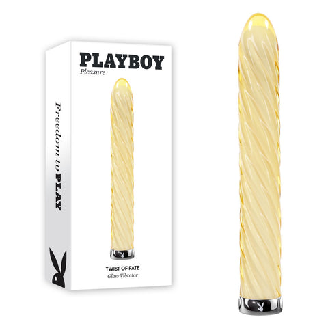 Playboy Pleasure Twist of Fate 17.5 cm Glass USB Vibrator Yellow Vibrators