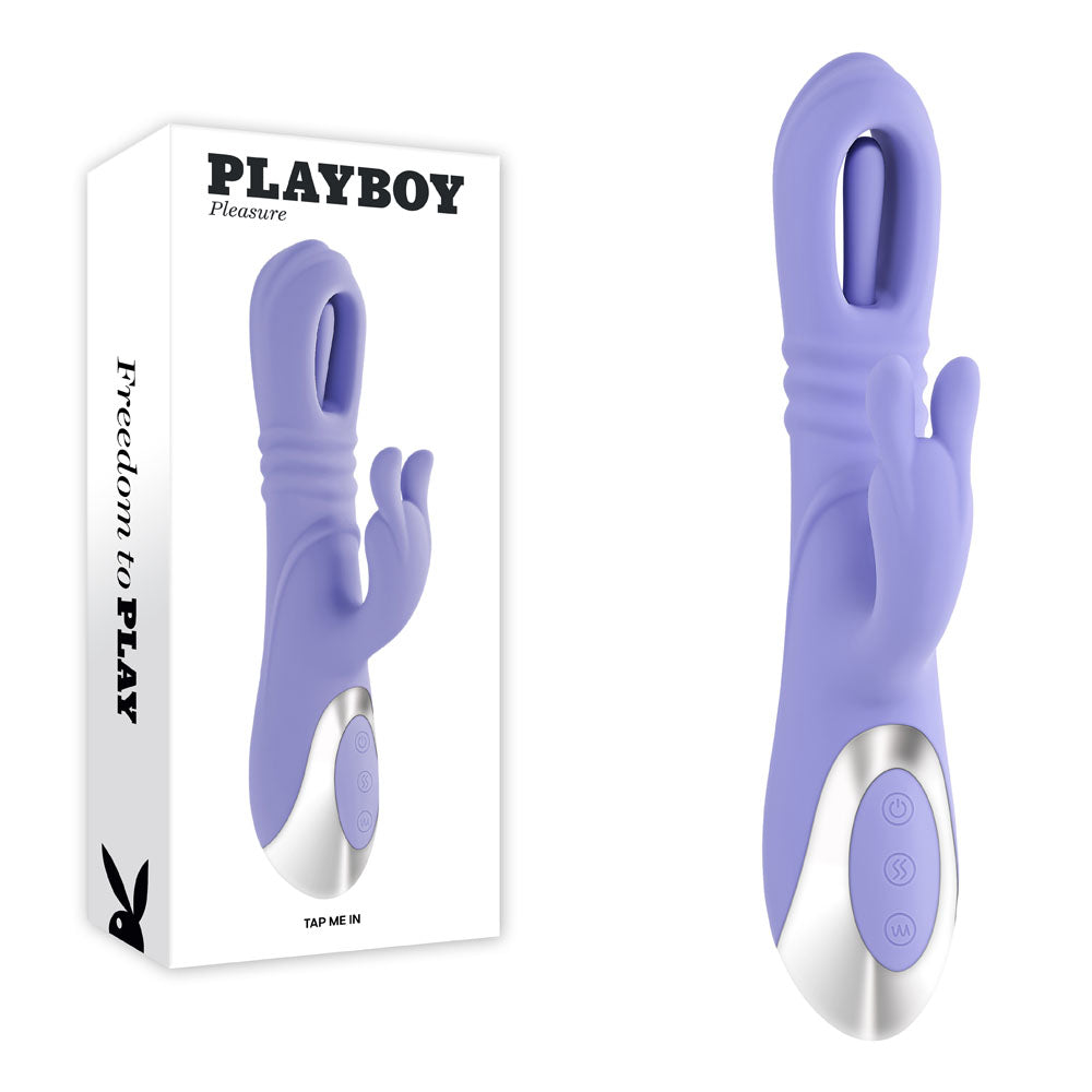 Playboy Pleasure Tap Me In – USB Rechargeable 24.2 cm Rabbit Vibrator Purple > Vibrators > Ladies > Rabbit