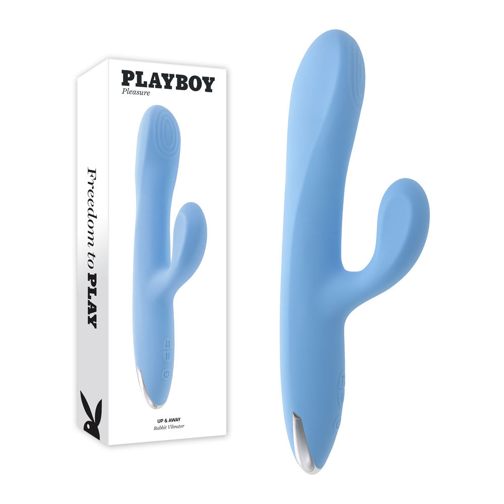 Playboy Pleasure Up and Away 26.7cm Rabbit Vibrator Rechargeable Blue > Vibrators > Ladies > Rabbit