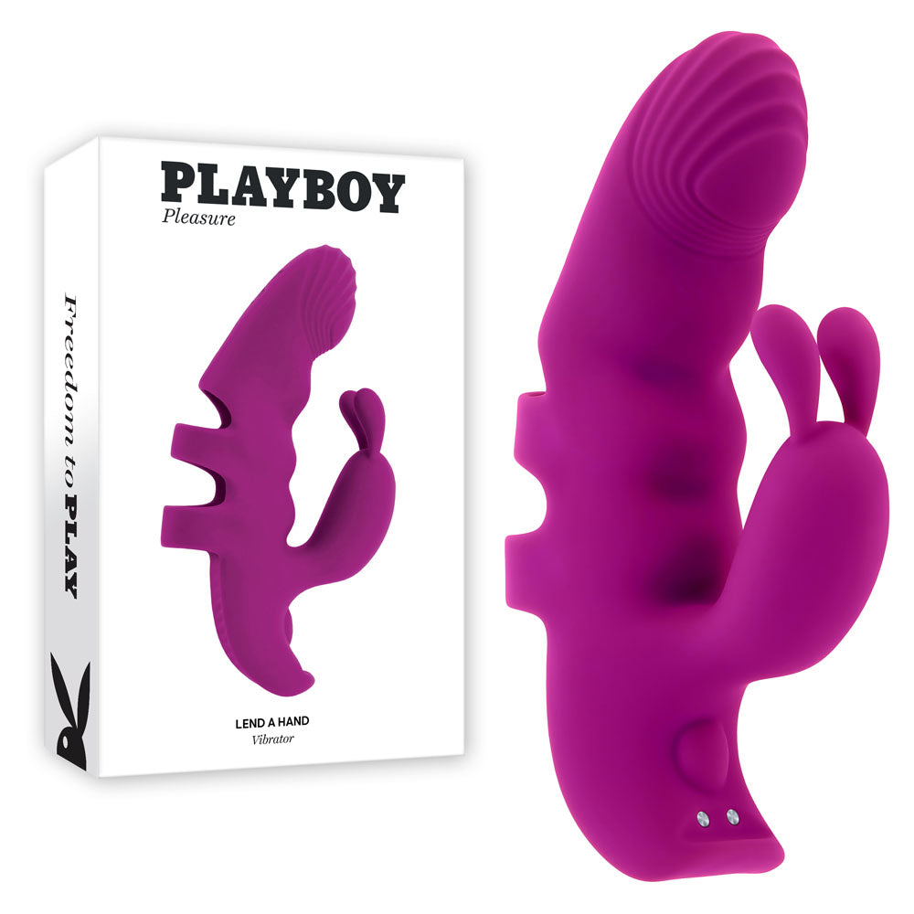 Playboy Pleasure USB Rechargeable Finger Vibrator With Dual Motors Purple Finger Stimulator