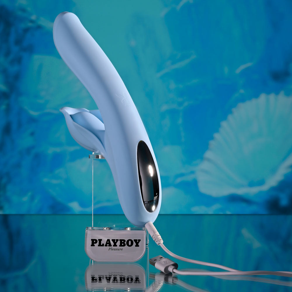 Playboy Pleasure IN BLOOM - 23.5 cm USB Rechargeable Thrusting Tapping & Heating Dual Vibrator VIBRATORS-RABBIT-MULTI