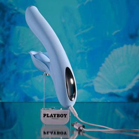 Playboy Pleasure IN BLOOM - 23.5 cm USB Rechargeable Thrusting Tapping & Heating Dual Vibrator VIBRATORS-RABBIT-MULTI