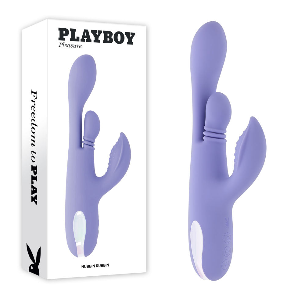 Playboy Pleasure Nubbin Rubbin – USB Rechargeable Rabbit Vibrator Purple VIBRATORS-RABBIT