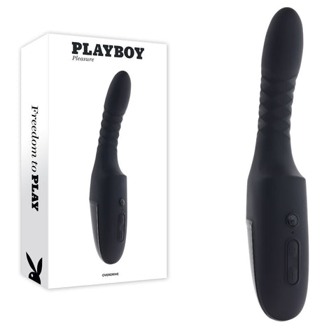 Playboy Pleasure Overdrive – 28.2 cm USB Rechargeable Thrusting Vibrator Black > Vibrators > Standard Vibrators