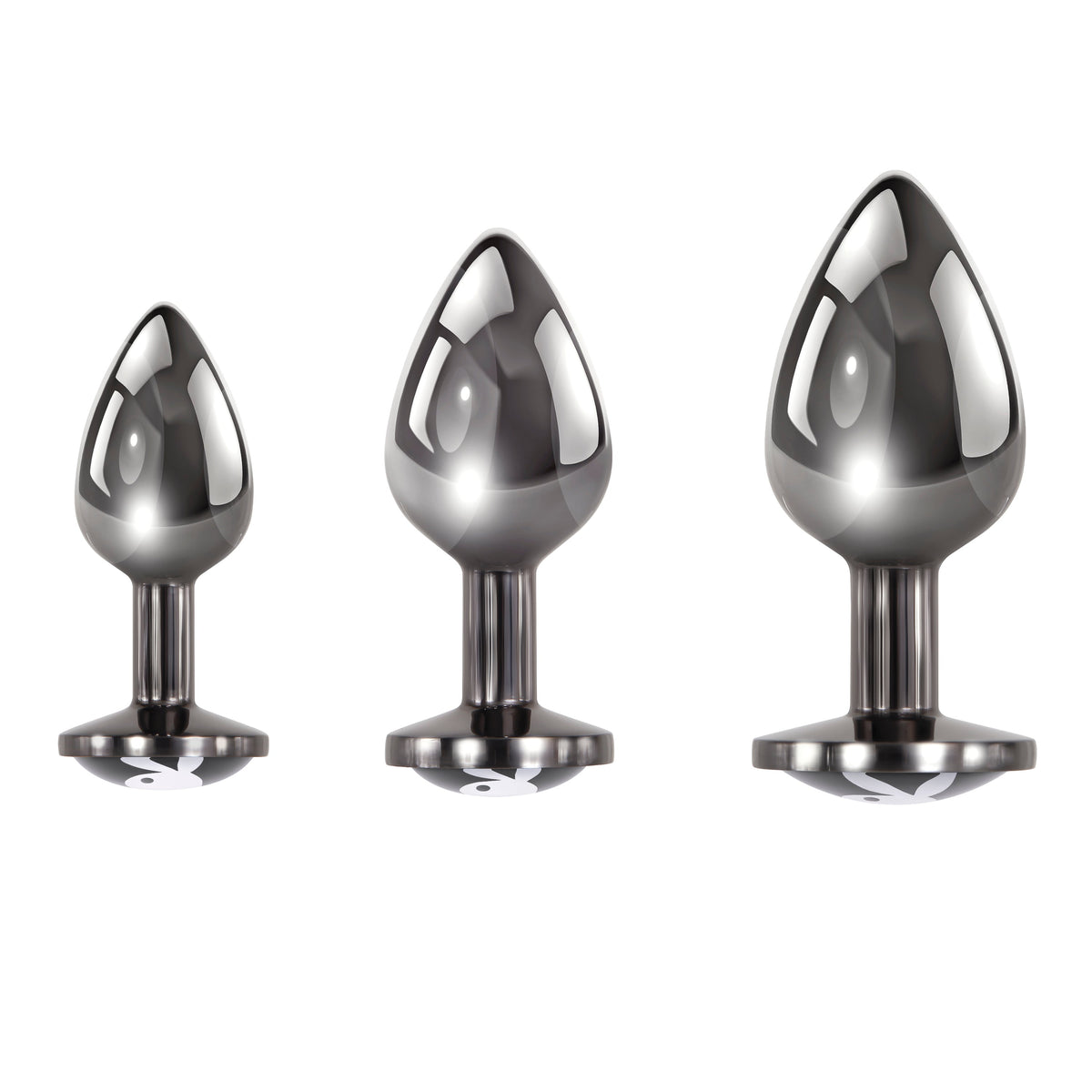 Playboy Pleasure 3 Ways Hematite Plated Metal Anal Plug Set > Anal Range > Butt Plug Kits