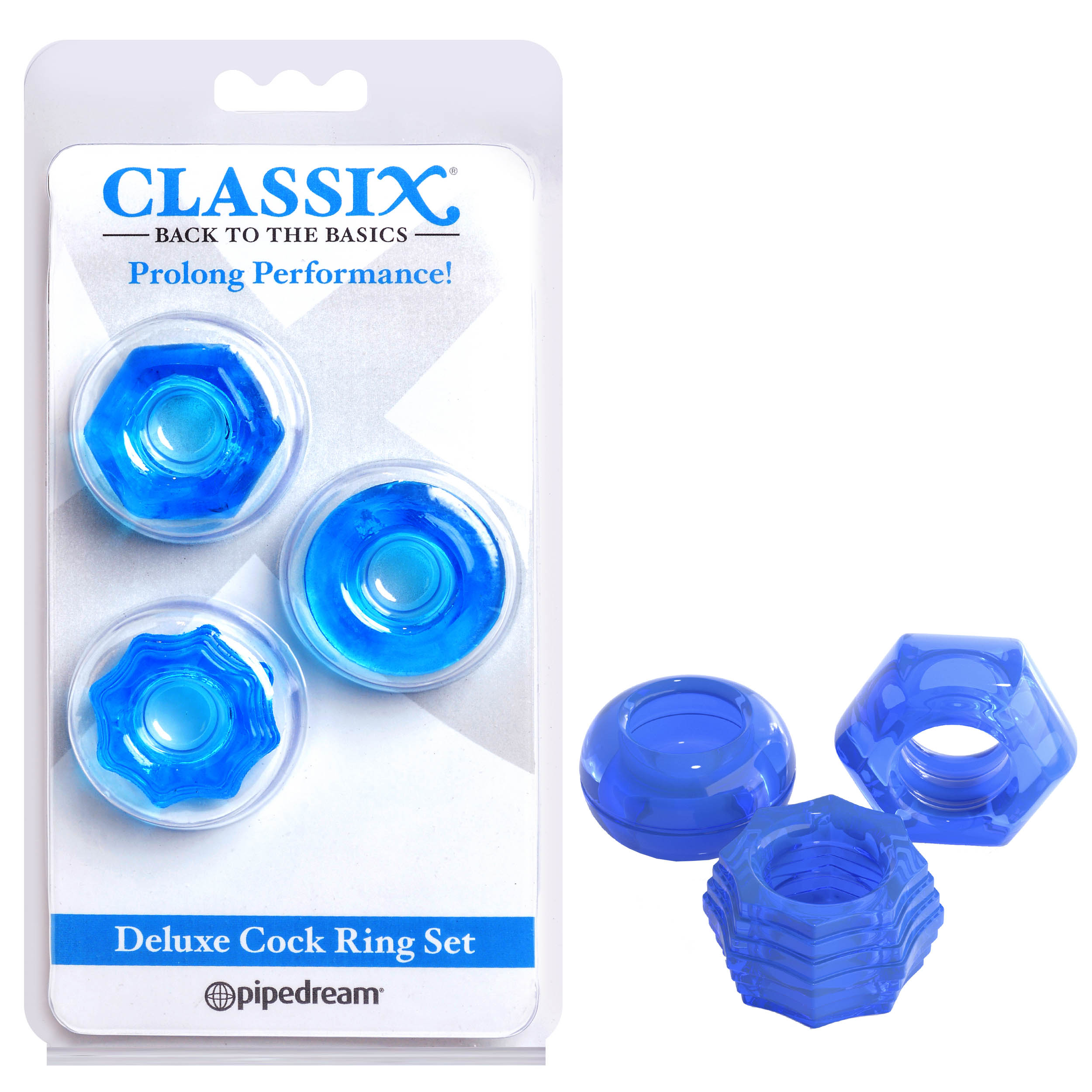 Classix Deluxe Blue Cock Ring Set of 2 for Enhanced Pleasure Default Title COCK RINGS