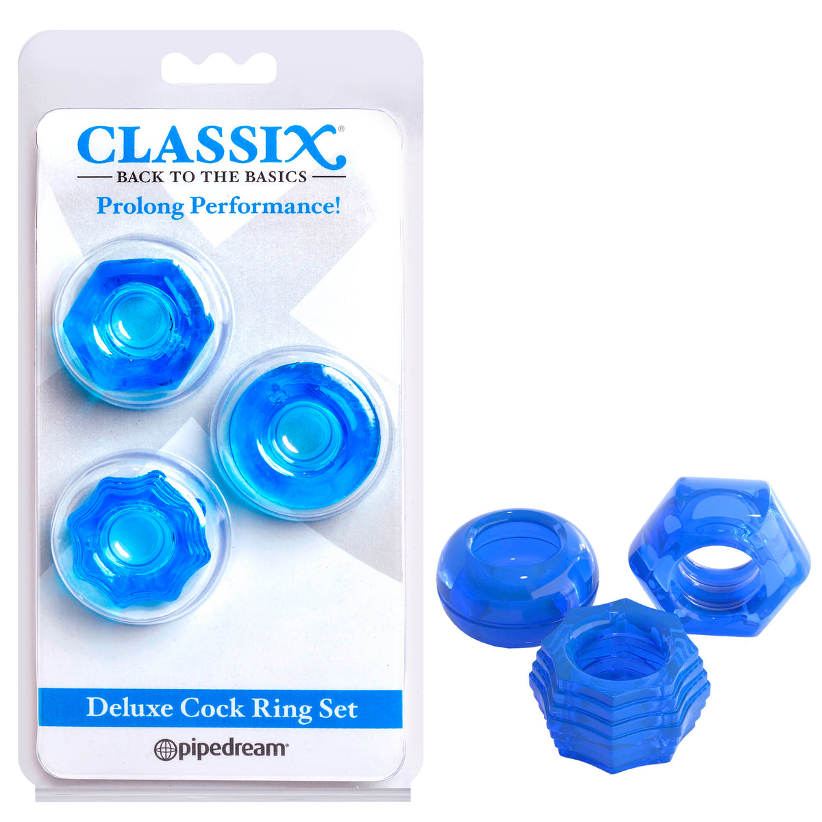 Classix Deluxe Blue Cock Ring Set of 2 for Enhanced Pleasure Default Title COCK RINGS