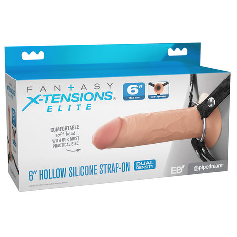 Fx Elite 6 Inch Silicone Hollow Strap On Flesh White Dildos & Dongs