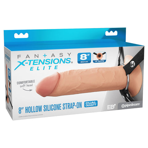 FX Elite 8'' Silicone Hollow Strap-On - Flesh 20 cm for Confidence White Dildos & Dongs