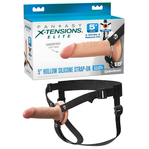 Fantasy X-Tensions Elite 5 Inch Silicone Hollow Strap-On Toy Beige > Dildos > Strap On Dildos