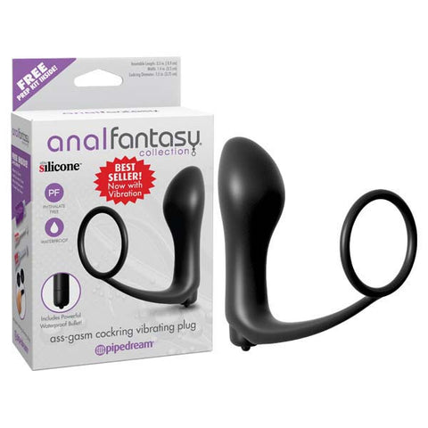 Anal Fantasy Collection Ass-Gasm Cockring Plug Vibrating Butt Plug with Cock Ring > Anal Range > Prostate Plugs