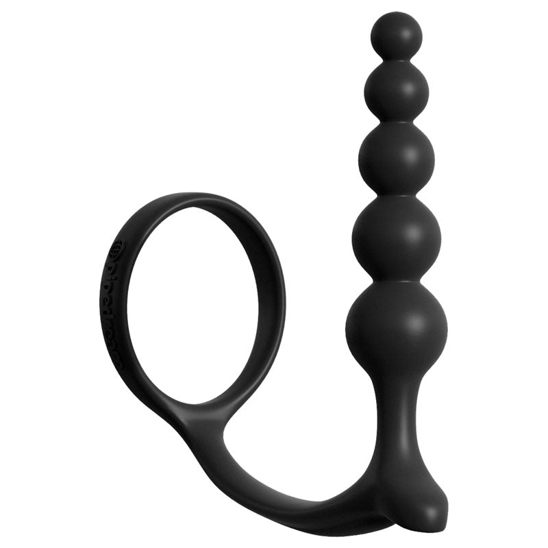 Anal Fantasy Collection Ass-Gasm Beaded Cockring with Anal Plug – Silicone Cockring and Anal Beads > Anal Range > Prostate Plugs