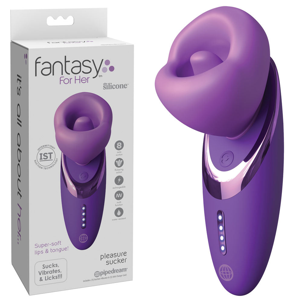 Fantasy for Her Pleasure Sucker USB Rechargeable Sucking Licking and Vibrating Stimulator Purple STIMULATORS