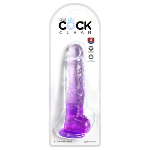King Cock Clear 8 Inch Dildo with Balls for Ultimate Pleasure DONGS