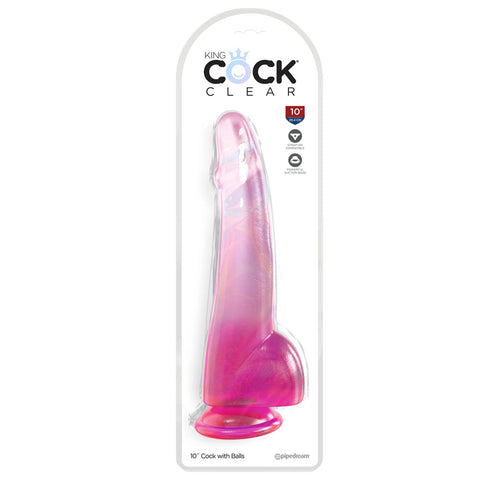 King Cock Clear 10 Inch Dildo with Balls DONGS