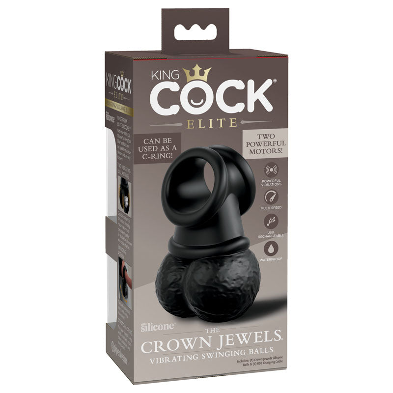 King Cock Elite The Crown Jewels (Silicone) – USB Rechargeable Vibrating Cock Ring Balls Secondary image
