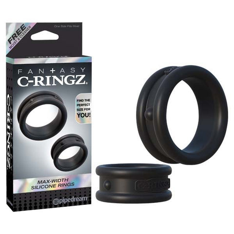 Fantasy C-Ringz Max Width Silicone Cock Rings Set of 2 Black > Cock Ring > Sets