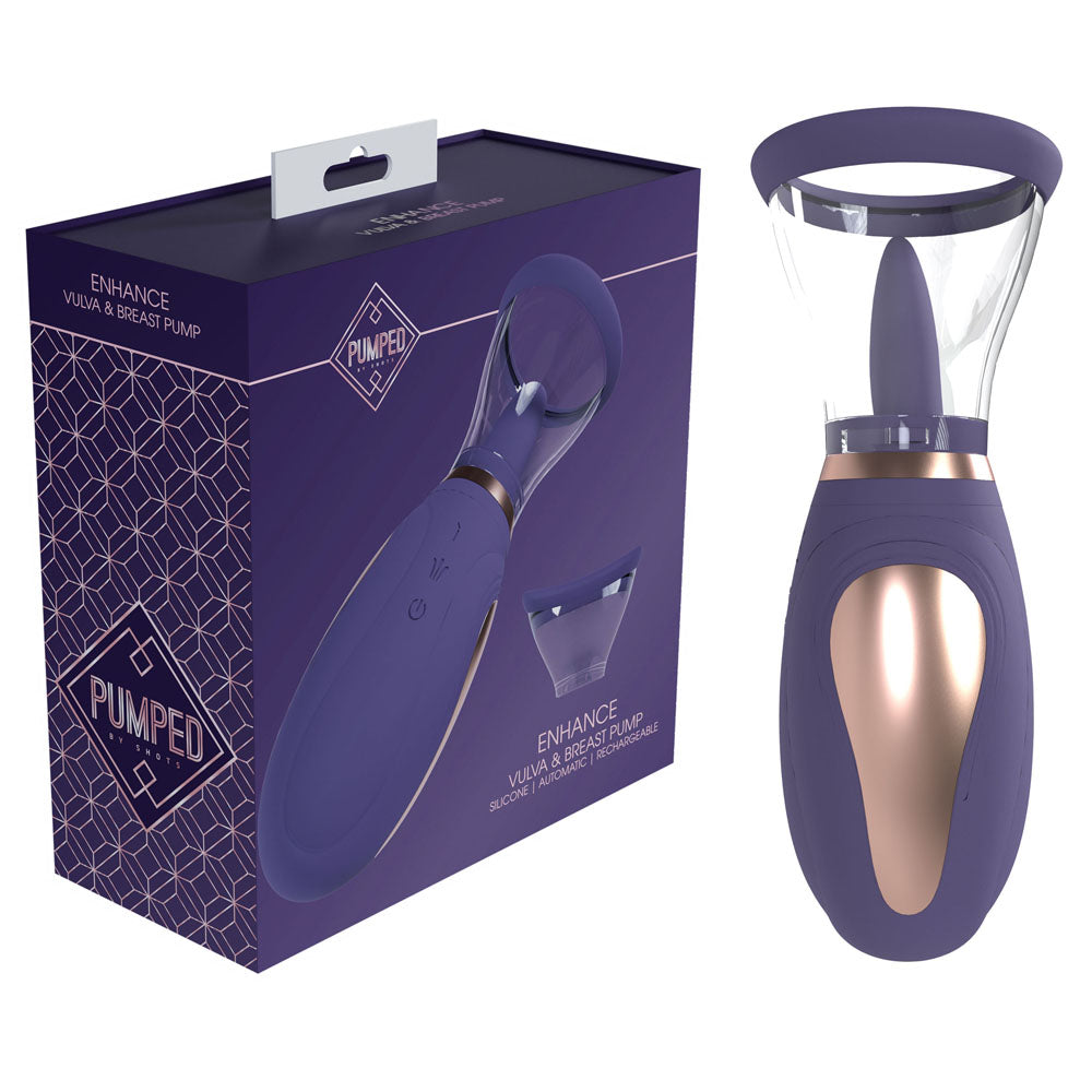 PUMPED Enhance Auto Vulva & Breast Pump - USB Rechargeable Ladies Pump Purple Pumps Female