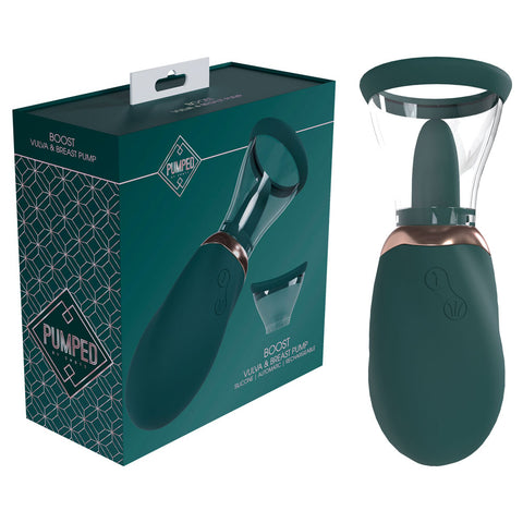 Pumped Boost Auto Vulva and Breast Pump USB Rechargeable Ladies Pump Green Pumps Female
