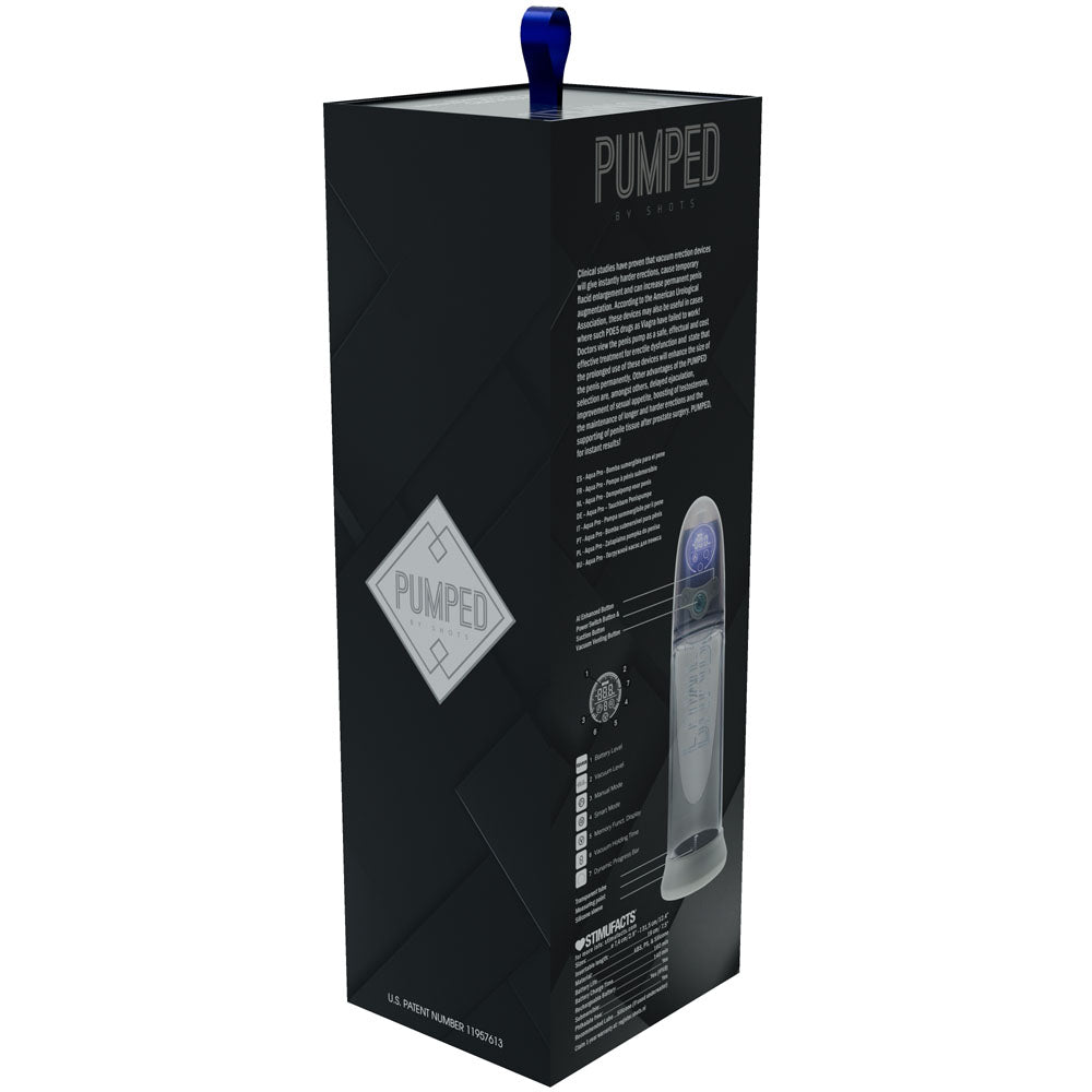 Pumped Aqua Pro Auto Penis Pump Grey Clear - 20cm Insertable > Pumps > Penis Pumps Electric