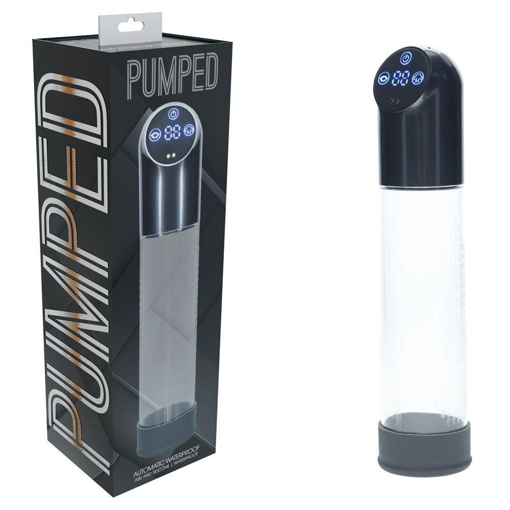 Pumped Automatic Waterproof Penis Pump in Gun Metal and Clear USB Rechargeable Charcoal PUMPS Male Electric