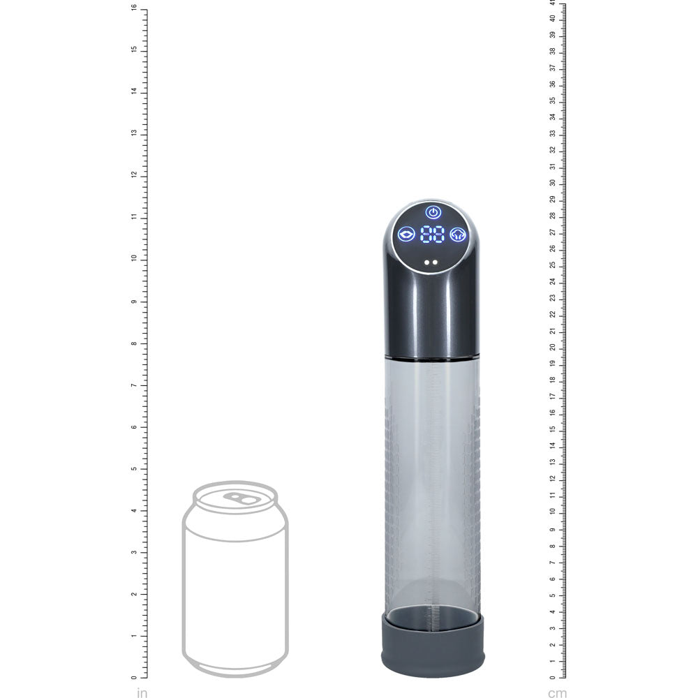 Pumped Automatic Waterproof Penis Pump in Gun Metal and Clear USB Rechargeable PUMPS Male Electric