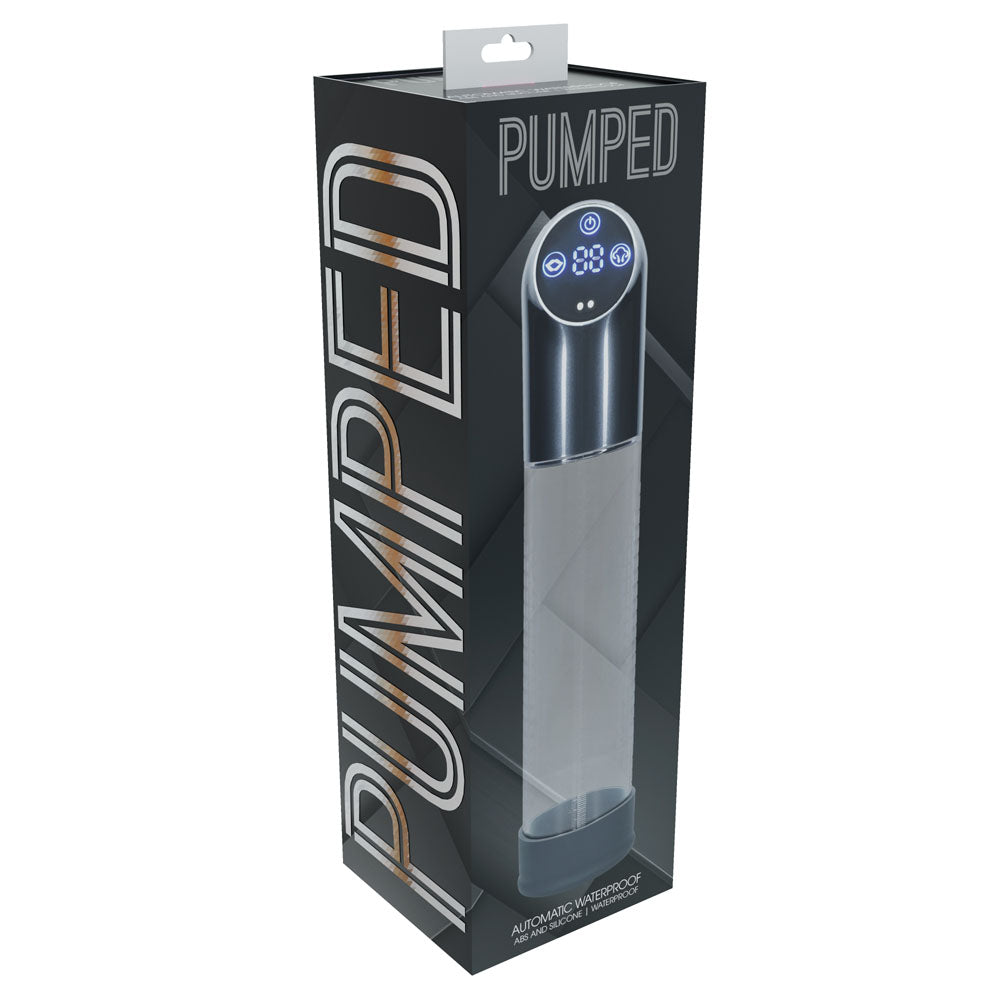 Pumped Automatic Waterproof Penis Pump in Gun Metal and Clear USB Rechargeable PUMPS Male Electric