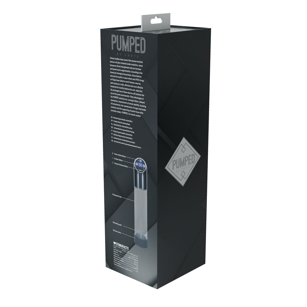 Pumped Automatic Waterproof Penis Pump in Gun Metal and Clear USB Rechargeable PUMPS Male Electric
