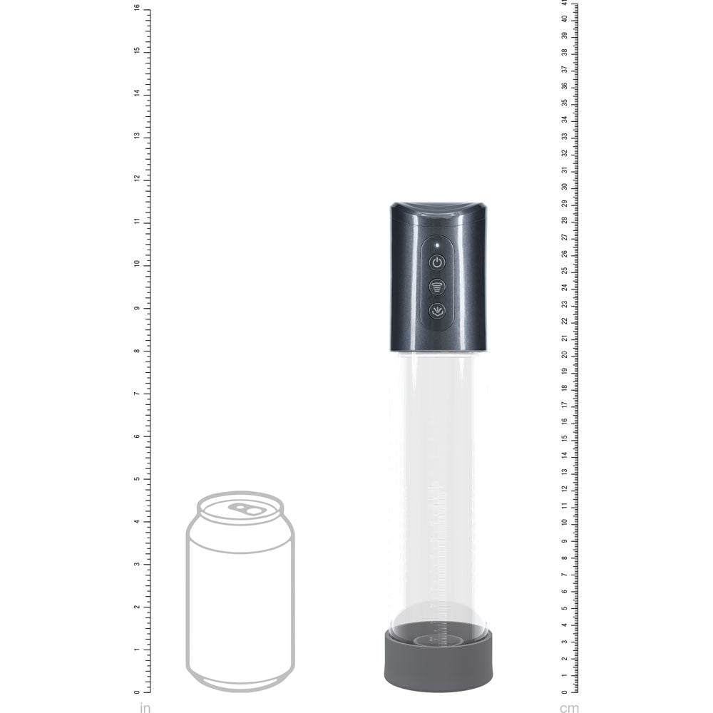 Pumped Hyperpump Automatic Penis Pump Gunmetal Grey USB Rechargeable with Silicone Insertion Sleeve PUMPS Male Electric