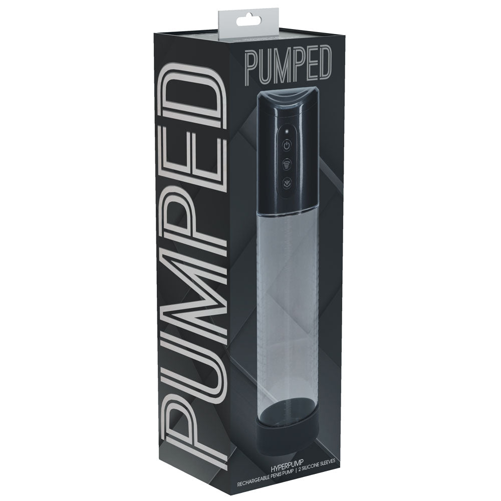 Pumped Hyperpump Automatic Penis Pump Gunmetal Grey USB Rechargeable with Silicone Insertion Sleeve PUMPS Male Electric