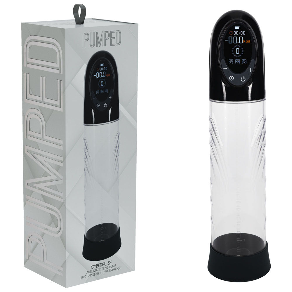 Pumped Cyberpulse Automatic Penis Pump USB Rechargeable Clear Intimacy Device Black PUMPS Male Electric