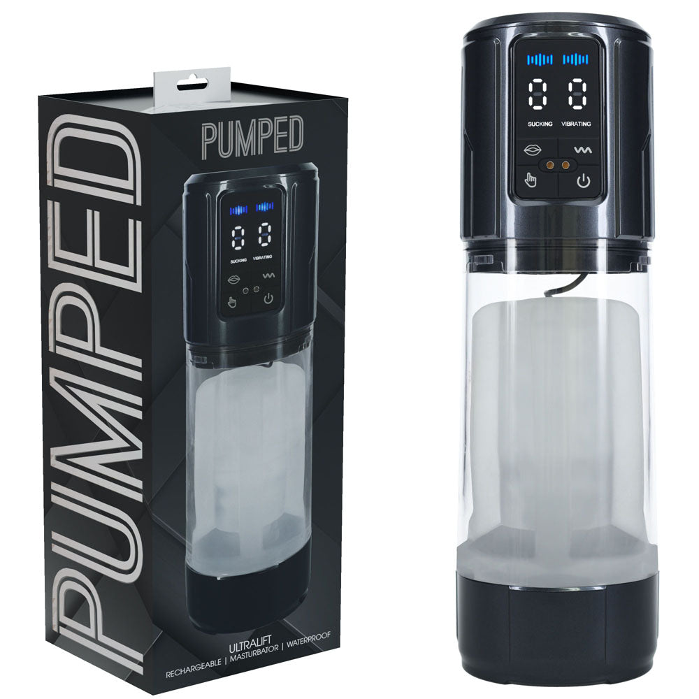 Pumped Ultralift Automatic Masturbator Gunmetal Grey Clear Intimacy Product Grey > Sex Toys For Men > Masturbators > Vibrating