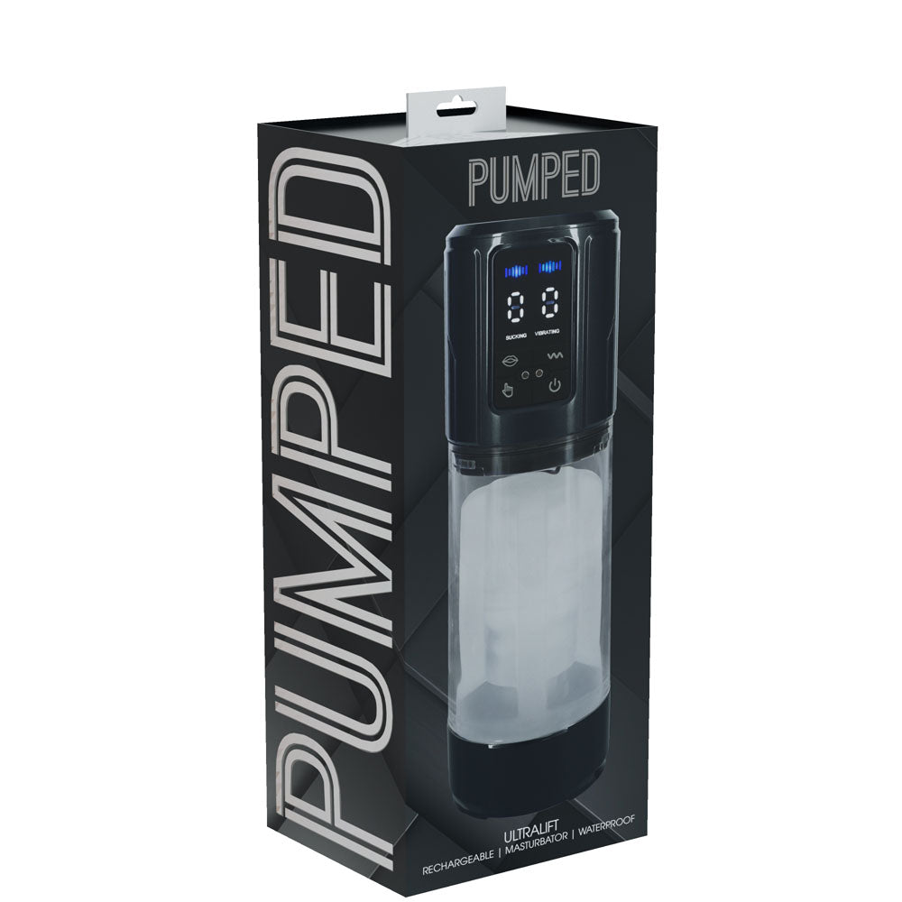 Pumped Ultralift Automatic Masturbator Gunmetal Grey Clear USB Rechargeable Intimacy Product Strokers - Auto