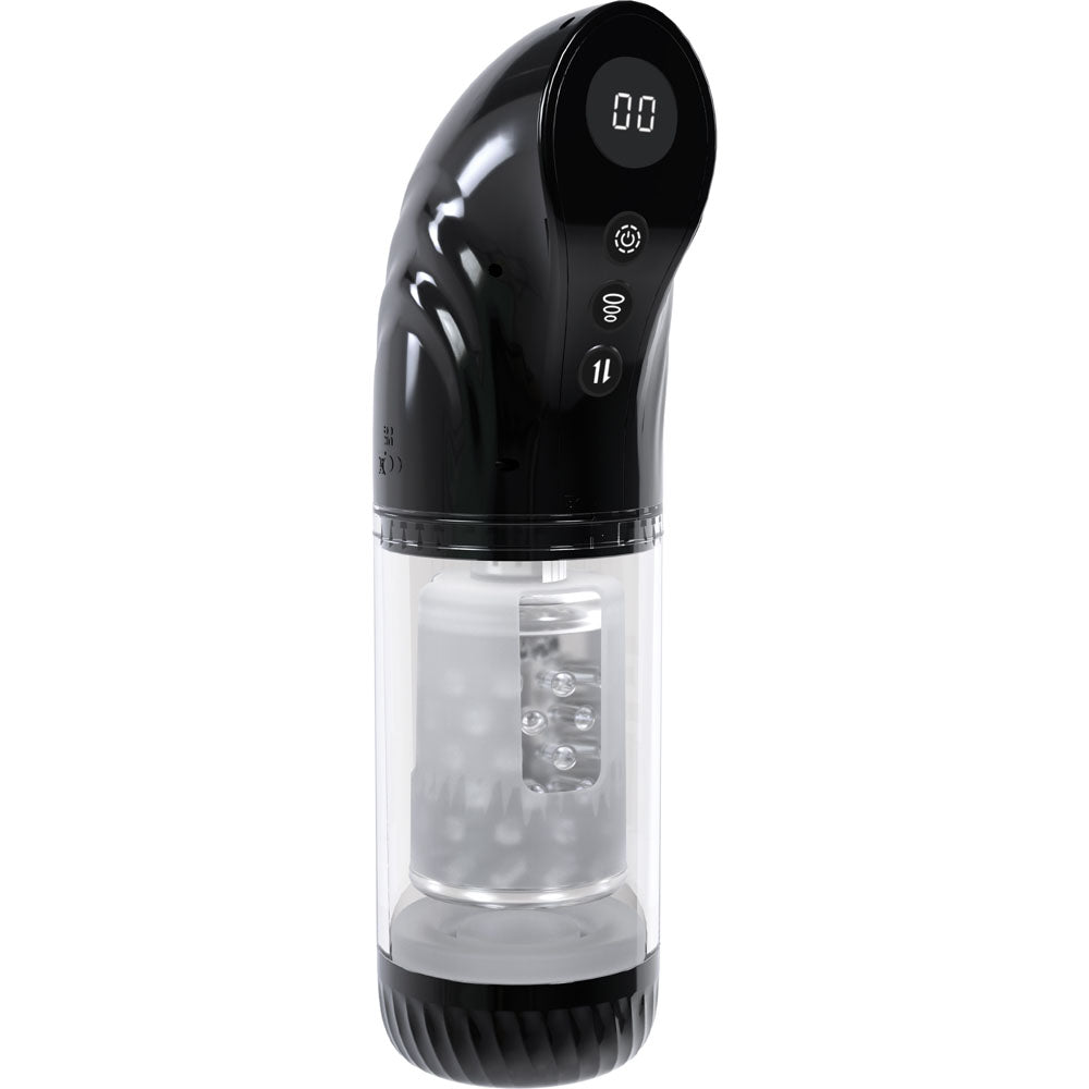 Pumped Strokemate Clear USB Rechargeable Sucking Rotating Thrusting Auto Masturbator PUMPS Male Electric